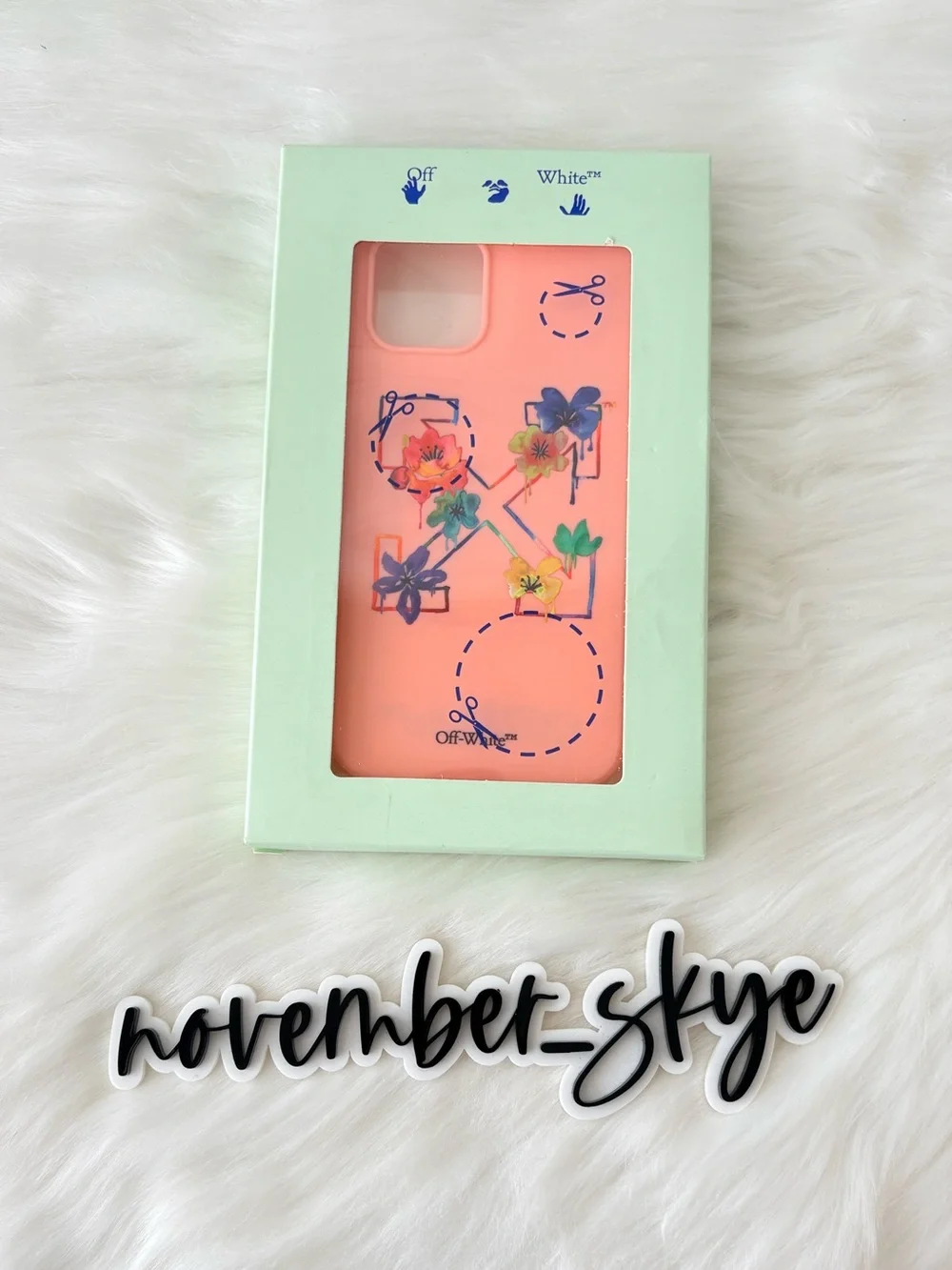 Off-White Pink Floral Logo iPhone 12 Pro Case